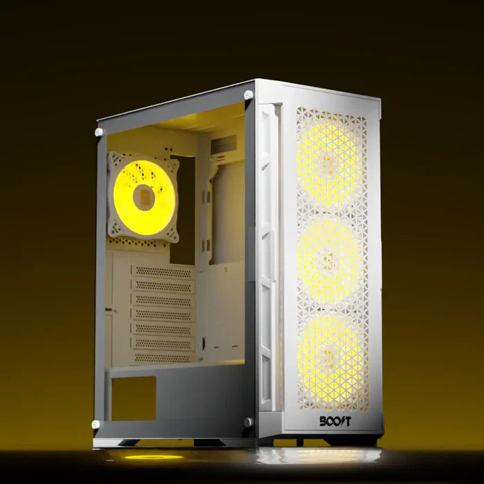 Boost Casing Enclosure Pro Series P300 with 4 ARGB Fans White Boost Casing Enclosure Pro Series P300 with 4 ARGB Fans White